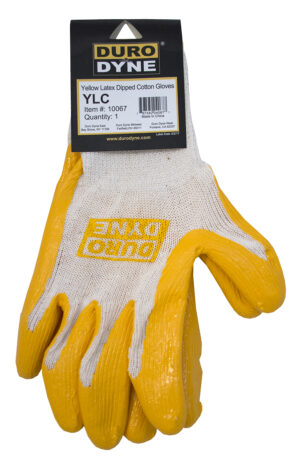 Yellow Dipped Latex White Cotton Gloves